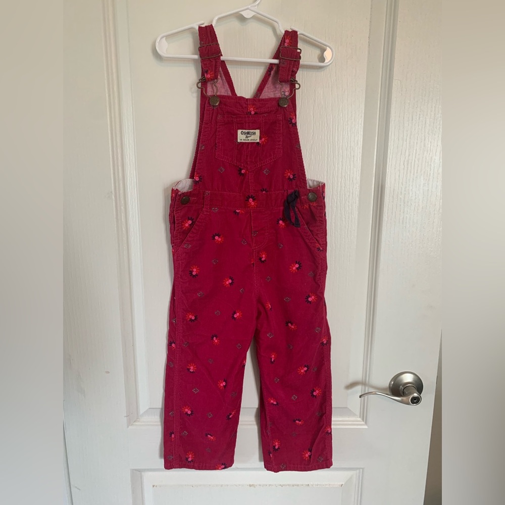 Kids OshKosh B’Gosh Pink with flower Overalls
